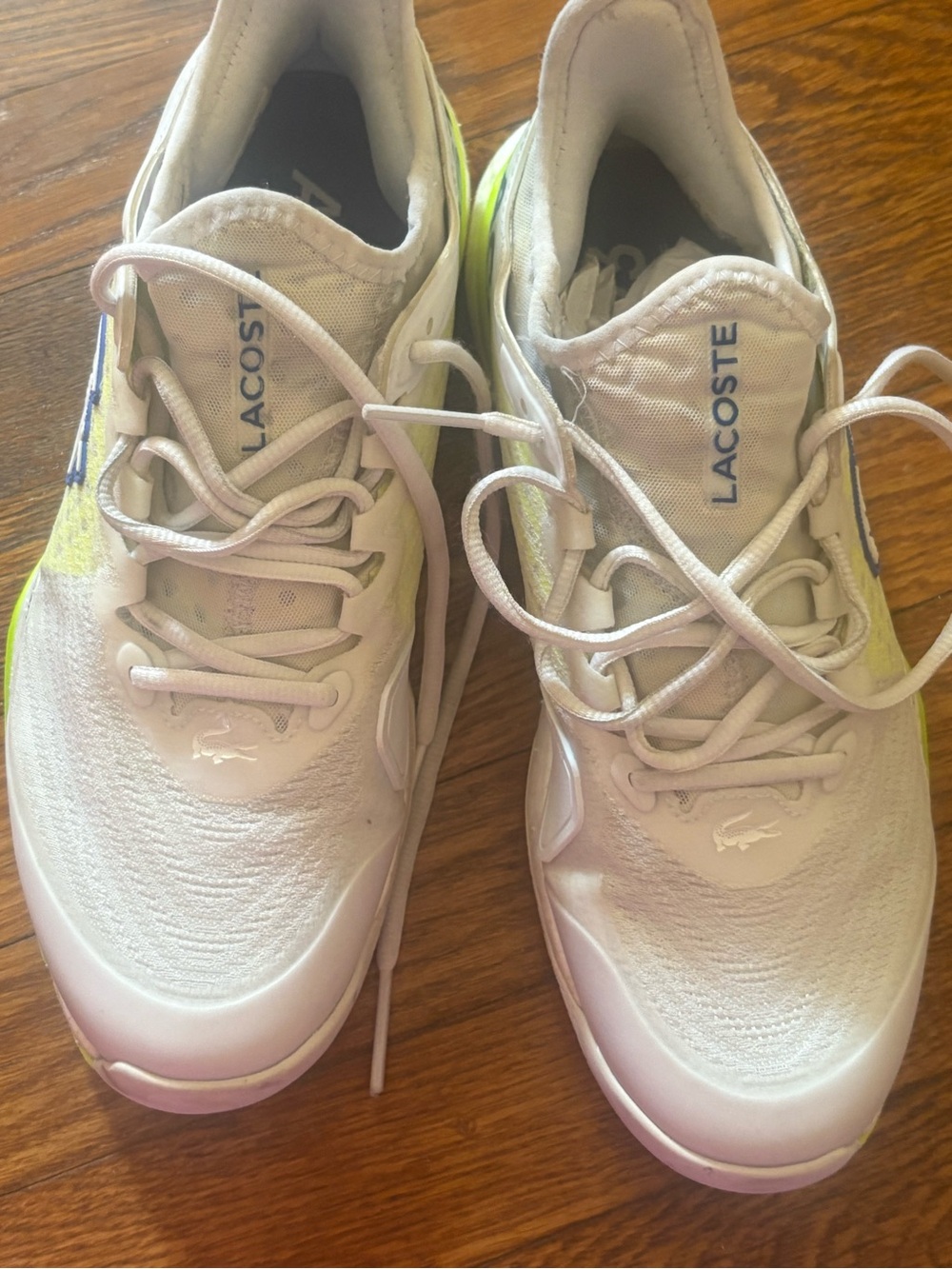 Lacoste White Sneakers with Neon Yellow Accents